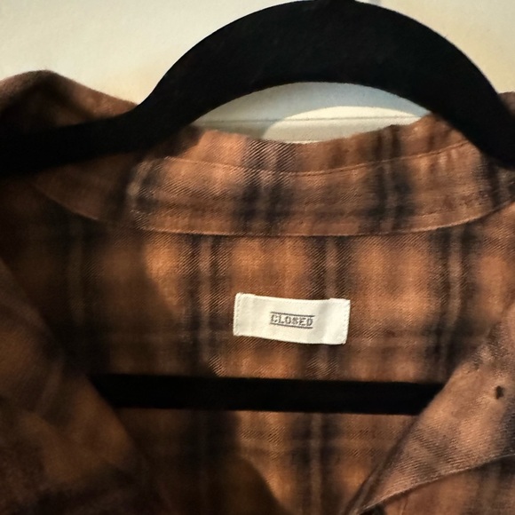 Closed Cotton Shirt Dress 100% Cotton Flannel Plaid Size Small Brown Black EUC - Picture 6 of 7